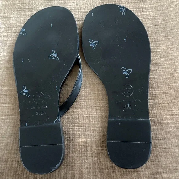 CC Black Sandals with Gold Accents - Picture 5 of 5